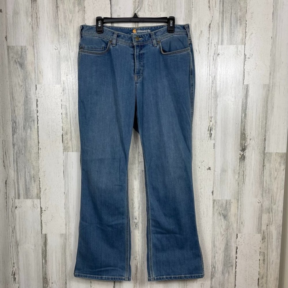 Carhartt denim jeans bootcut relaxed fit blue size 12 Regular classic style